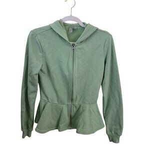 Forever 21 Mint Green Peplum Full Zip Y2K Hoodie Size S Lightweight All Season